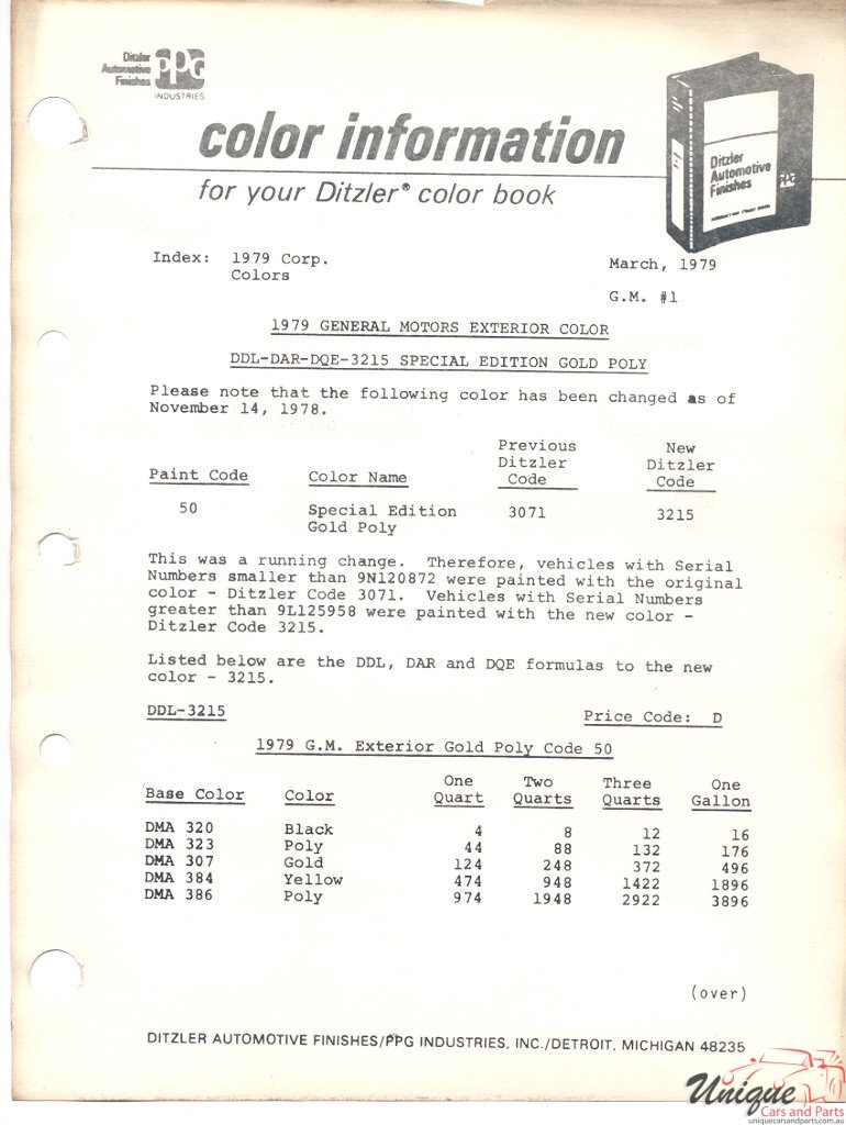 1979 General Motors Paint Charts PPG 3